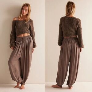 Free People Billowy Bohemian Silky Sleepover Crush Balloon Genie Harem Pants XL